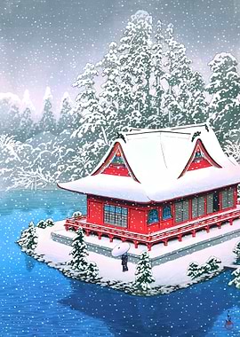 Ukiyo e Snow at Inokashira