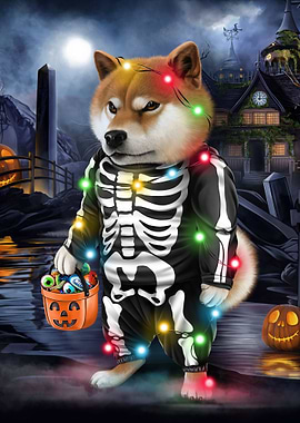 Shiba Dog in Skull Costume