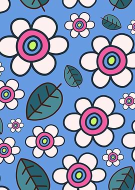 Retro Daisy Flower Doodles