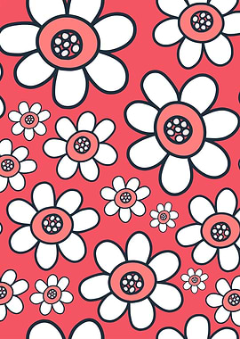 Red Daisy Garden Doodle