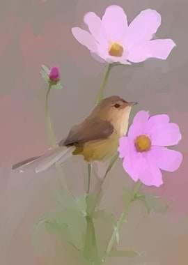bird and flowers