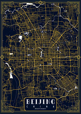 Beijing City Map Gold