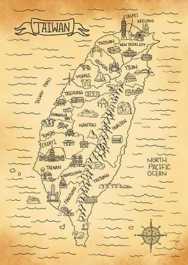 Vintage Map of Taiwan