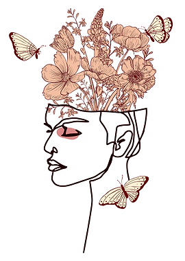 Woman with Flowers Line Ar