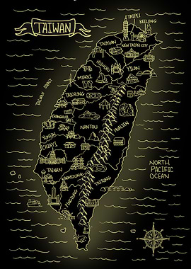 Glowing Map of Taiwan