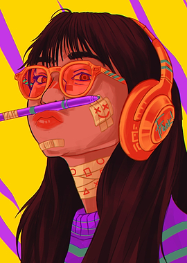 woman with headphone