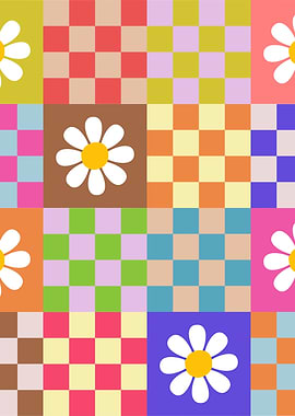Geometric Checkered Floral