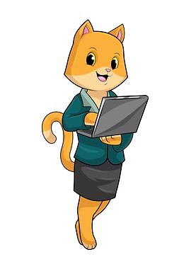 Cat Secretary Laptop