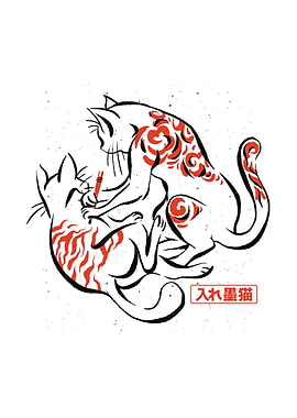 Japanese yakuza cat tattoo