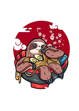 Funny Sloth bathing Ramen