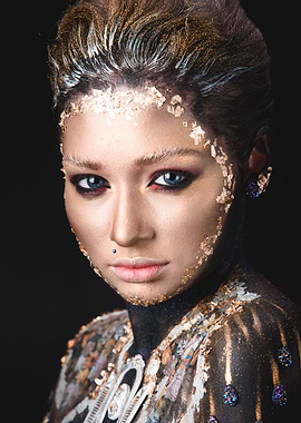 Golden painting makeup
