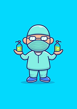 Cute Disinfectant Man