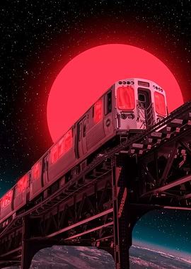 Red neon train
