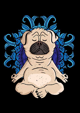 Meditating Pug Dog Yoga