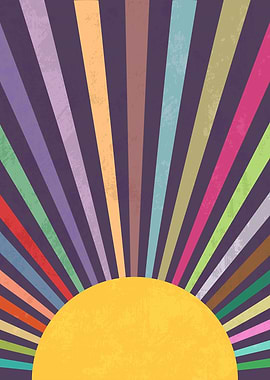 Retro Rainbow Sun Burst