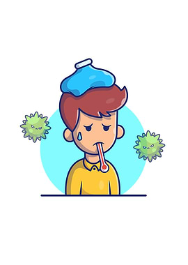 Boy with Fever And Flu