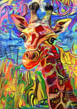Colorful Giraffe Portrait