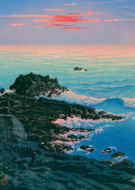 Ukiyo e Morning Sea