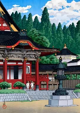 Ukiyo e Red Temple Hasui