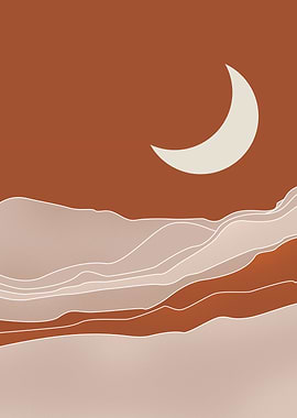 Mid Century Landscape Moon