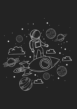 Astronaut with rocket