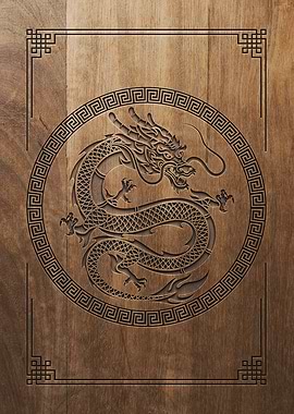 Dragon Engraved in Wood