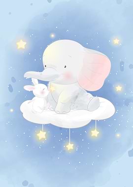 Cute Elephant And Bunny