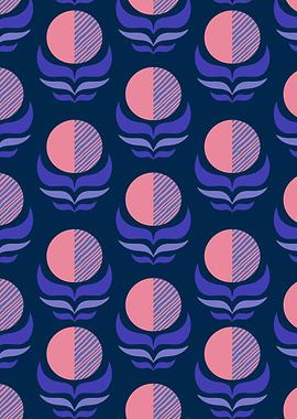 Retro 70s abstract flowers