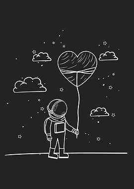 Astronaut draw with heart