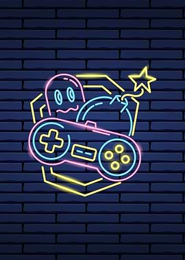 video games in neon