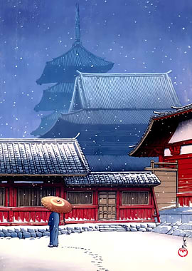 Ukiyo e Tenno Temple Osaka