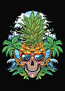 Skull pineapple head glass