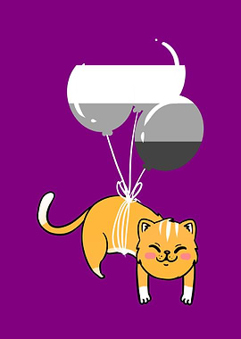 Cat Balloon Asexual Pride