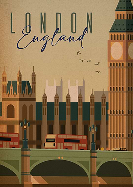 Vintage London England Art