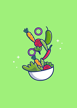 Vegetable Salad Cartoon