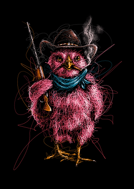 Angry chicken with gun