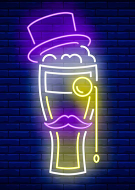 Beer Glass Character Retro