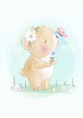 Cute Bear and Butterfly