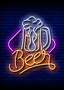 Neon Retro Beer Glass