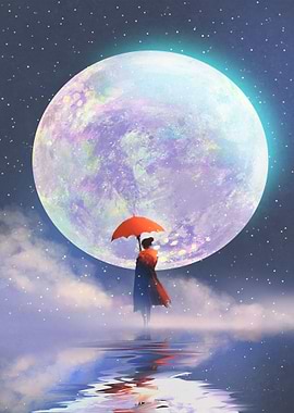 Woman with red umbrella