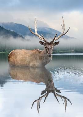 Deer in lake