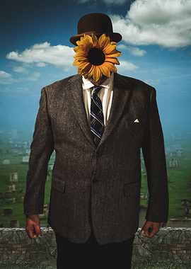 Bowler Hat Man Sunflower