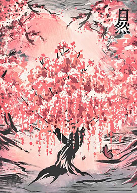 Sakura tree painting