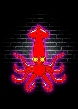 Squid Animal Neon Cute