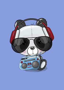Panda listening to music