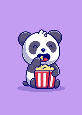 Panda eating popcorn