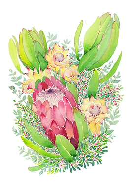 Flower bouquet with protea