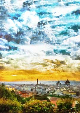 Golden rays of light over