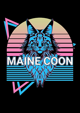 Maine Coon Cat Retro