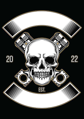 Skull crossed piston